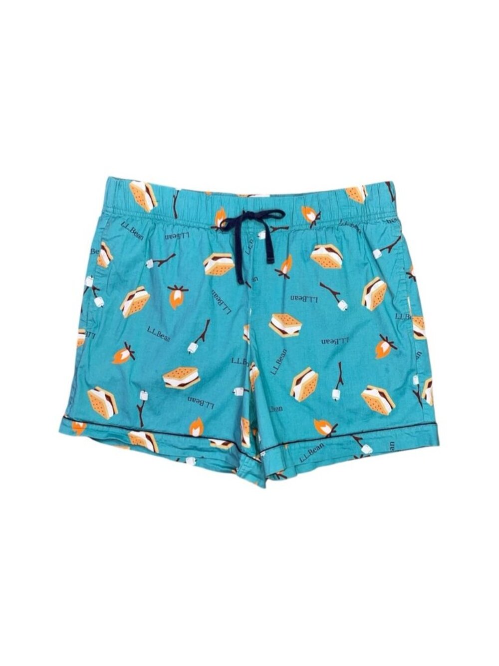 L.L.Bean All-Season Pyjama Shorts Medium Teal S'mores Print